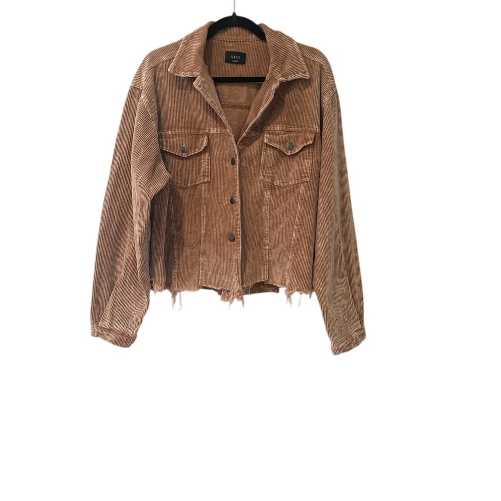Vici, size medium, tan corduroy distressed jacket/shacket.